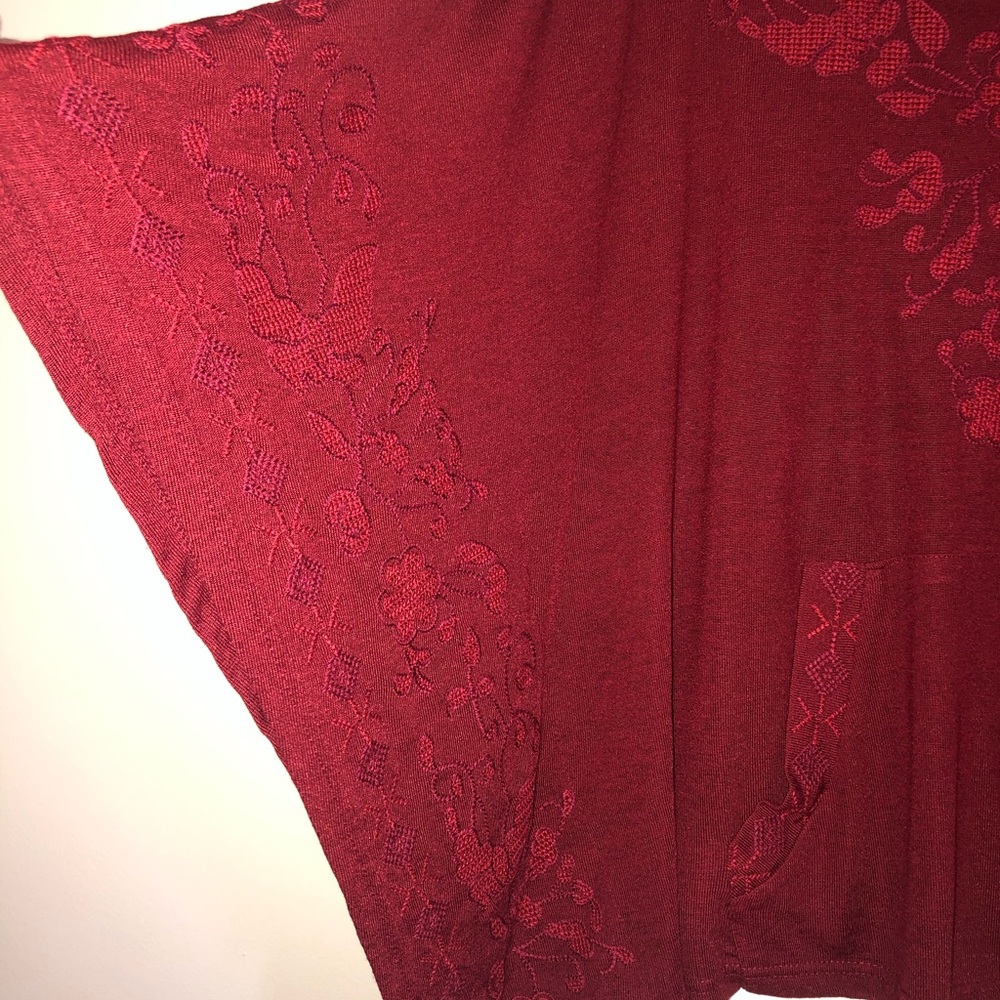 Red Poncho with Embroidery - Picture 2 of 4